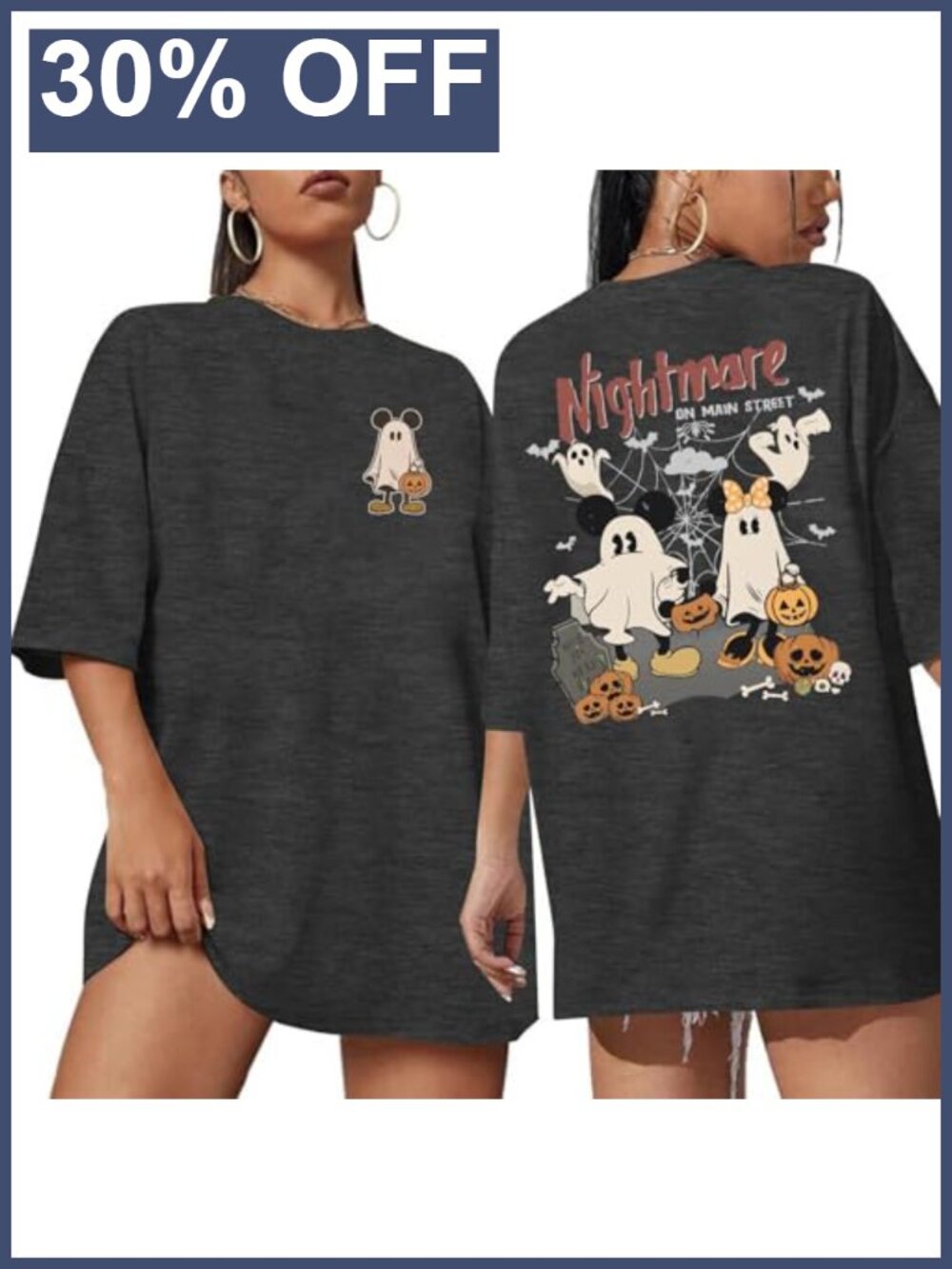 Halloween Oversized Tee Pumpkin Ghost Spooky Short Sleeve Shirt